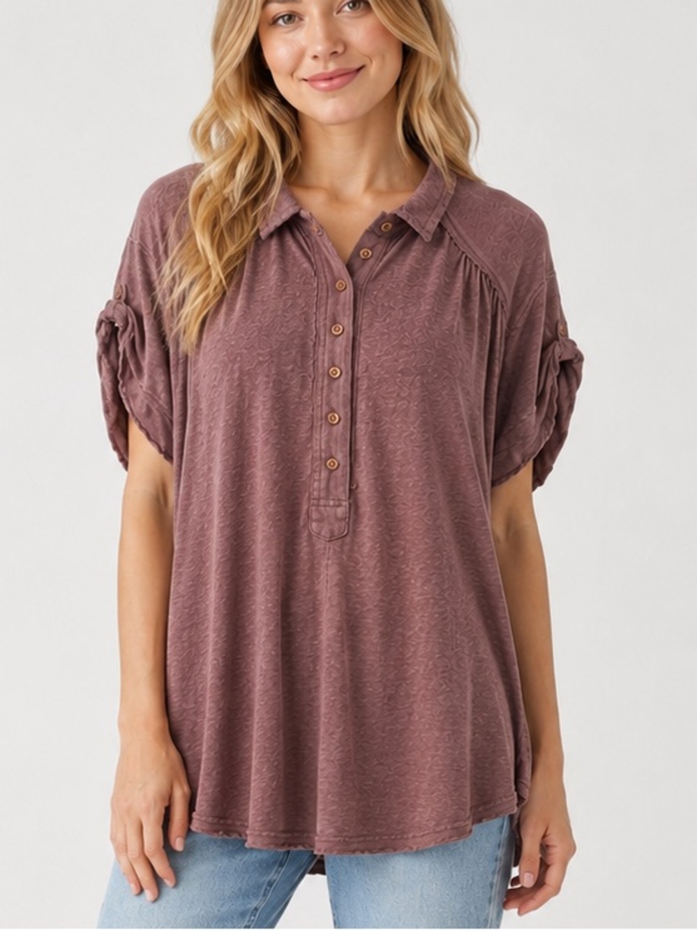 Free People Relaxed Boxy Earthy Taupe Oversized Linen Blend Blouse S Boho Beachy